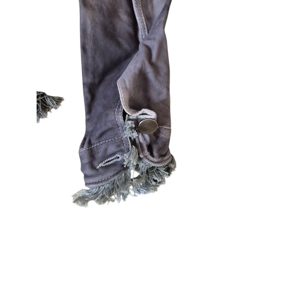 JkT NYC Nubuck Leather Ombre Jacket Fringe Leather Jacket Gray Sz XS - Picture 3 of 6